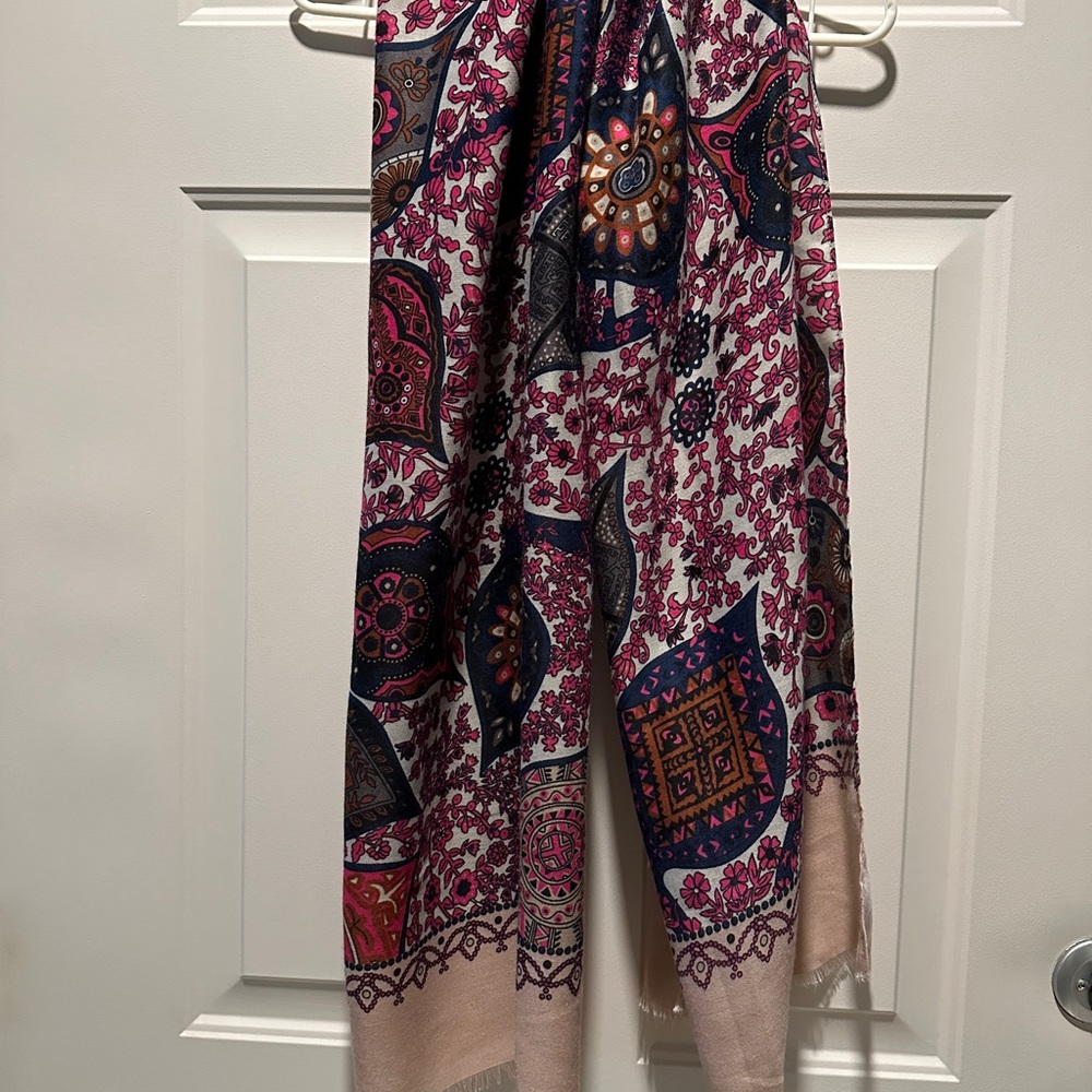 Chicos Vibrant Multi-Color Paisley Oblong Scarf 24” x 72”